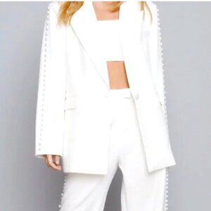 Nasty Gal Premium Pearl Trim Tailored Blazer Size 8 US NWT